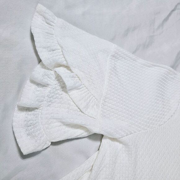 Cure Womens Blouse White Size XL Polyester Blend Stretch 3/4 Bell Sleeve - Picture 10 of 12